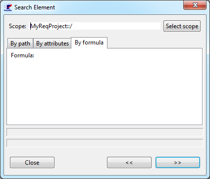 Окно поиска 'Search Element': вкладка 'By formula'