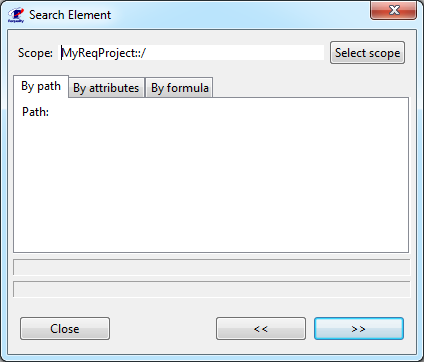 Окно поиска 'Search Element': вкладка 'By path'