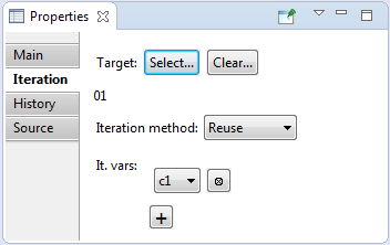 Вкладка Iteration окна Properties для виртуального узла, выбран метод Reuse