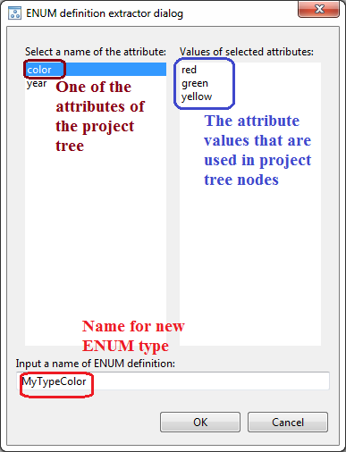 Enum definition extractor dialog