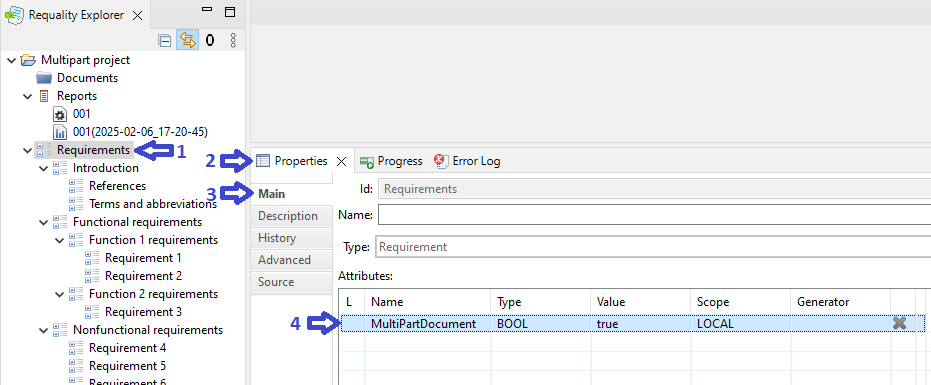 Adding the multipart attribute for the root node of requirements