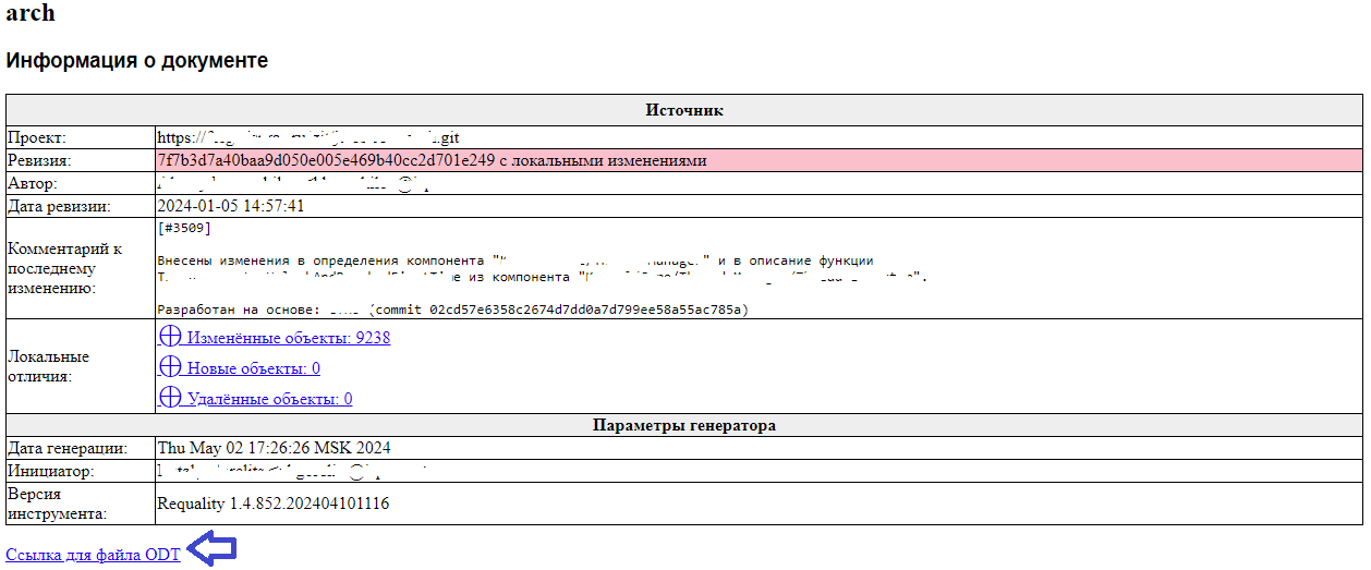 Отчёт 'Генерация документов (ODT)'