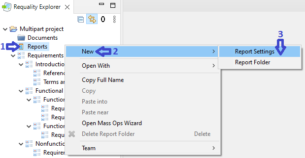 Creating the Report Settings