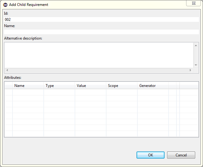 New requirement dialog